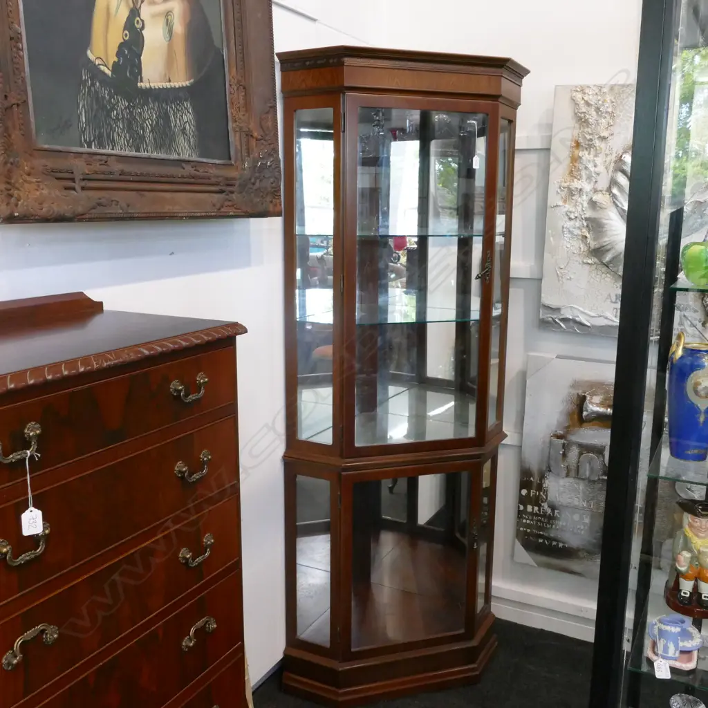 MAHOGANY GLAZED CORNER CABINET H 1980 MM Image 1++
