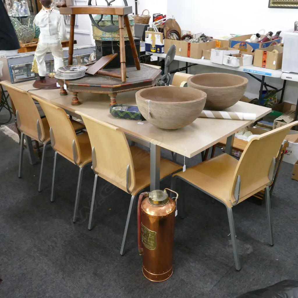 METAL BASED DINING TABLE A/F + 6 HIGH BACK CHAIRS L 1610 MM Image 1++