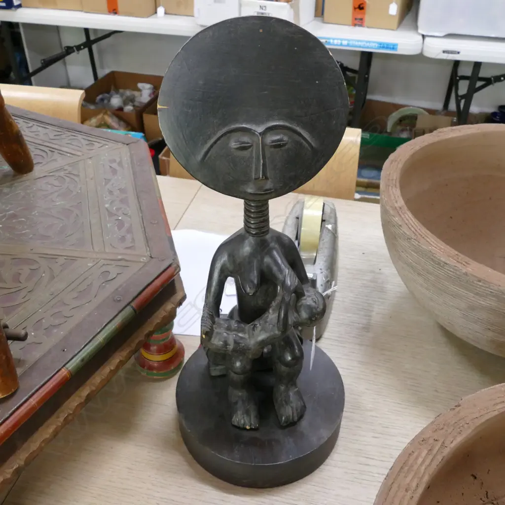 AFRICAN ASHANTI MOTHER & CHILD STATUETTE Image 1++