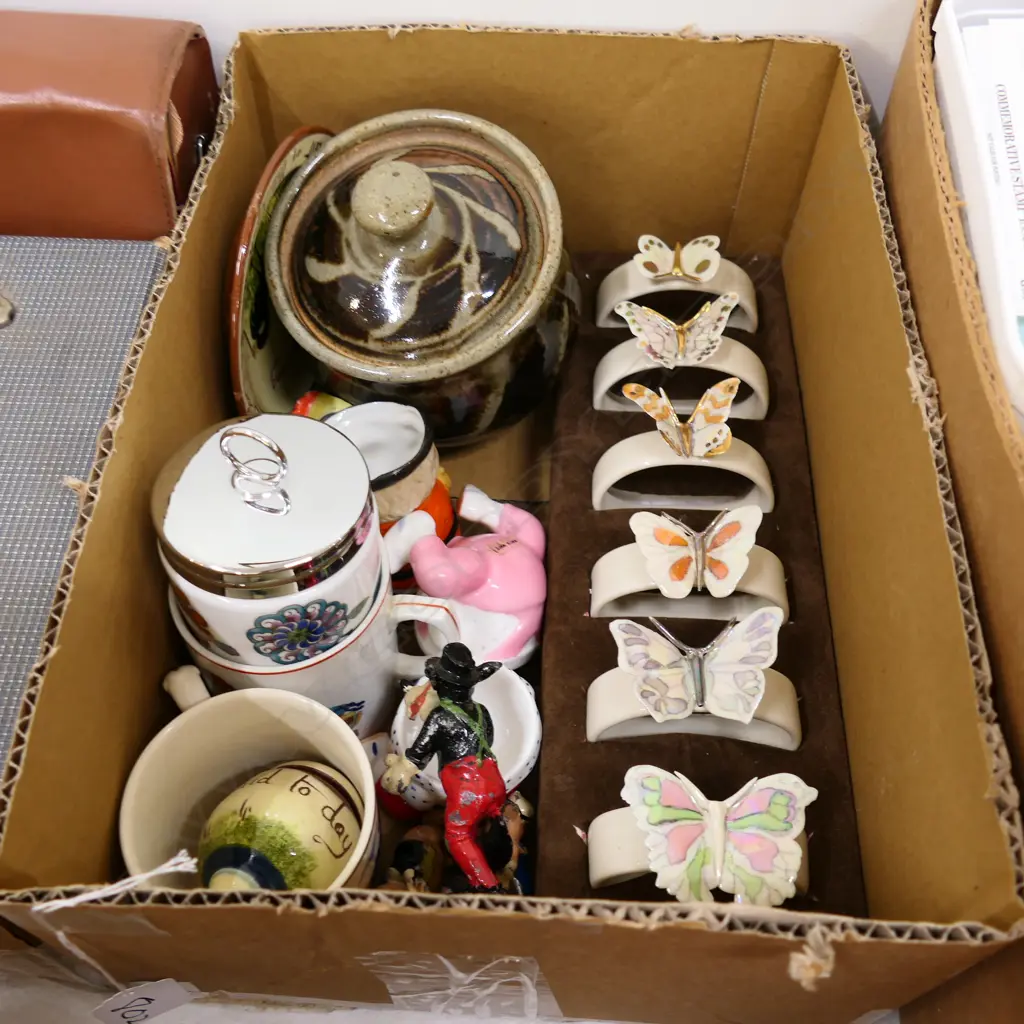 BOX LOT ASST CHINA INCL. ROYAL WORCESTER EGG CODDLE, NAPKIN RING ETC Image 1++