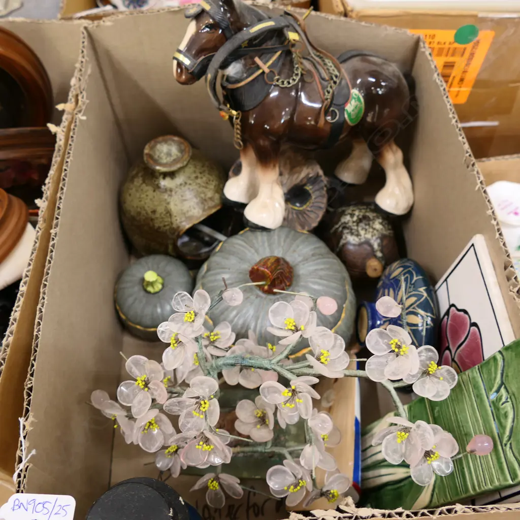 BOX LOT ASST. CERAMICS, JEWEL TREE ETC Image 1++