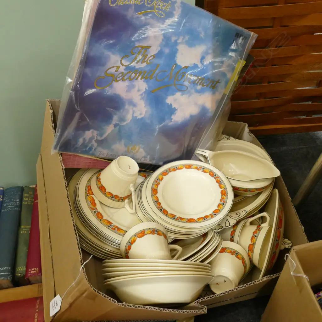 BOX LOT MEAKIN ART DECO DINNER SERVICE PLUS RECORDS Image 1++