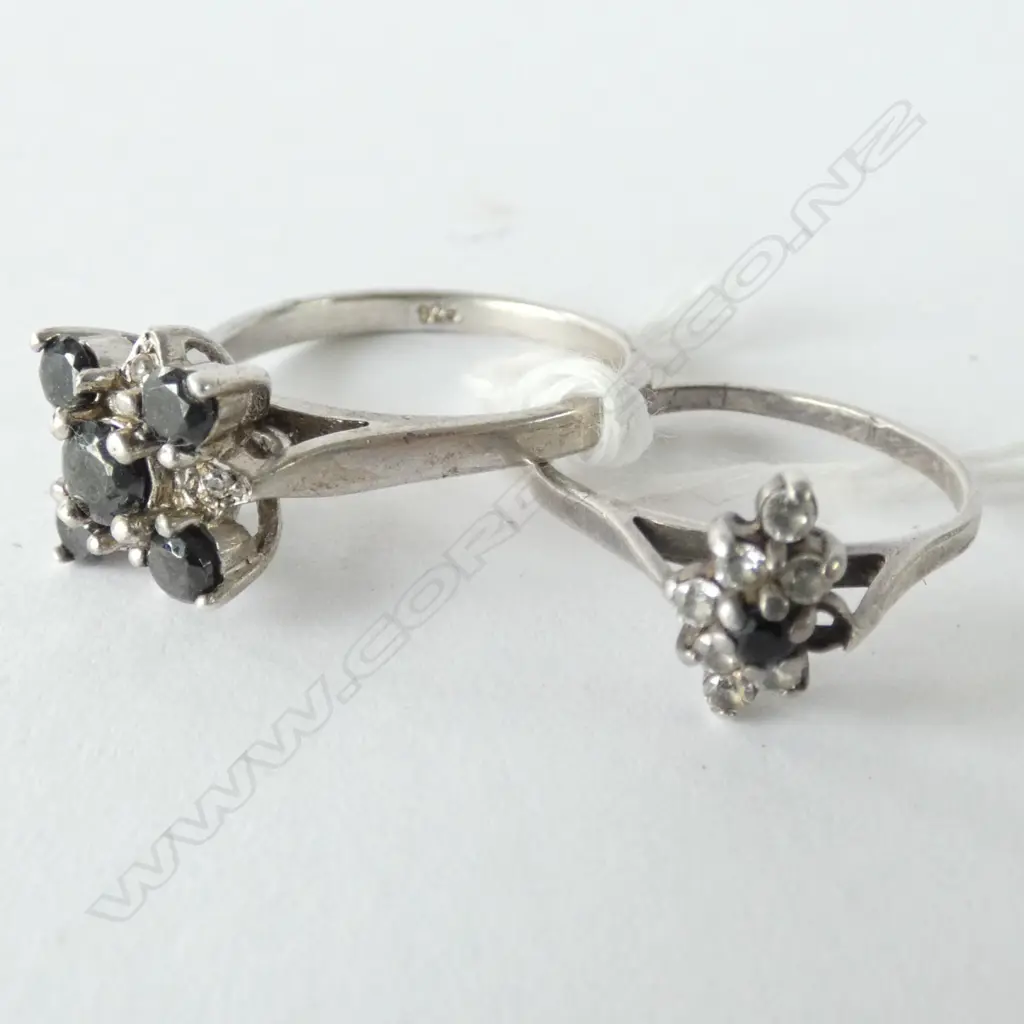 PAIR STONE & CZ'S RINGS, ONE HAS SMALL STONE MISSING. Image 1++