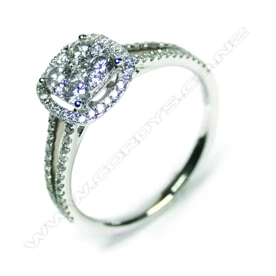 An 18ct white gold diamond cluster ring