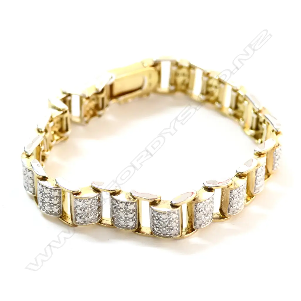 SILVER GILT BRACELET POLISHED BEAD LINKS 23.4gms Image 1++