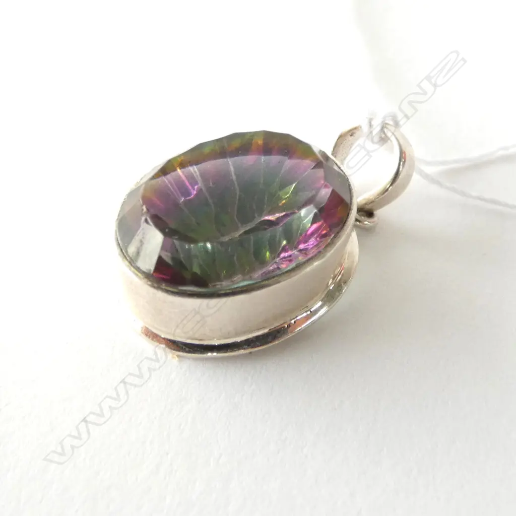 MYSTIC TOPAZ SET SILVER PENDANT Image 1++