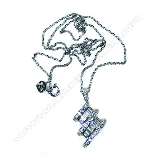 An 18ct white gold and diamond pendant
