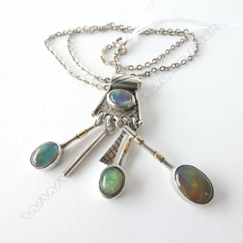 STG SILVER SET, FOUR OPAL NECKLACE  Image 1++