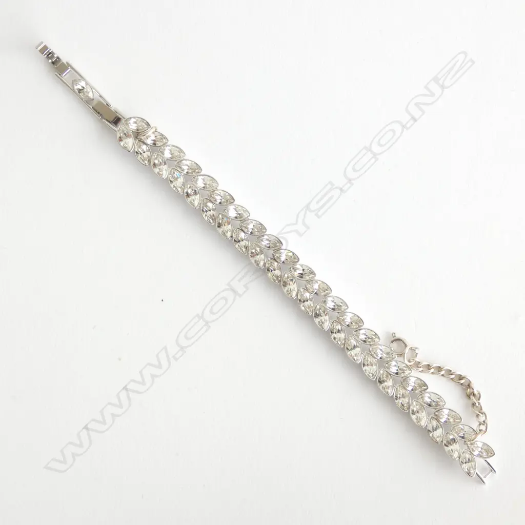 SWAROVSKI AZALEA SILVER TONE CRYSTAL NAVETTE BRACELET #5032935 Image 1++