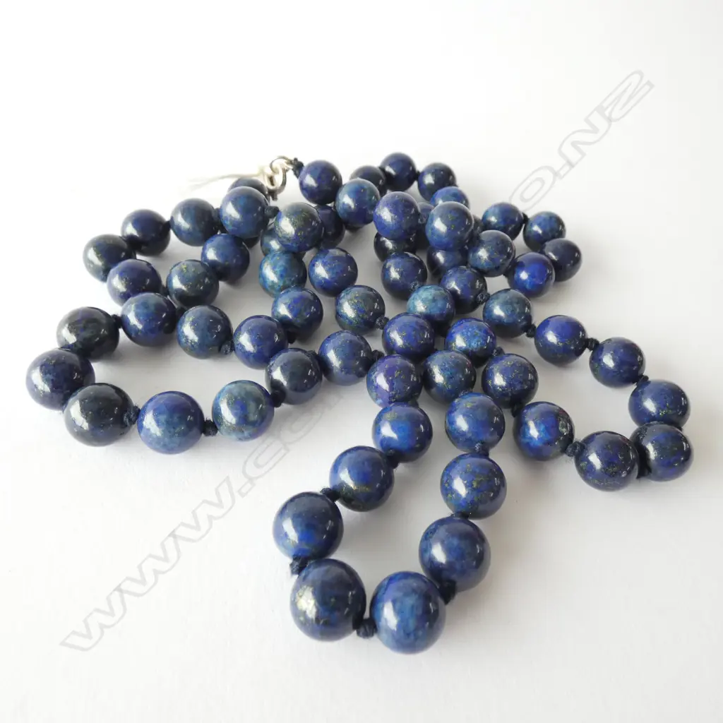 LONG LAPIS LAZULI BEAD NECKLACE L.780mm Image 1++