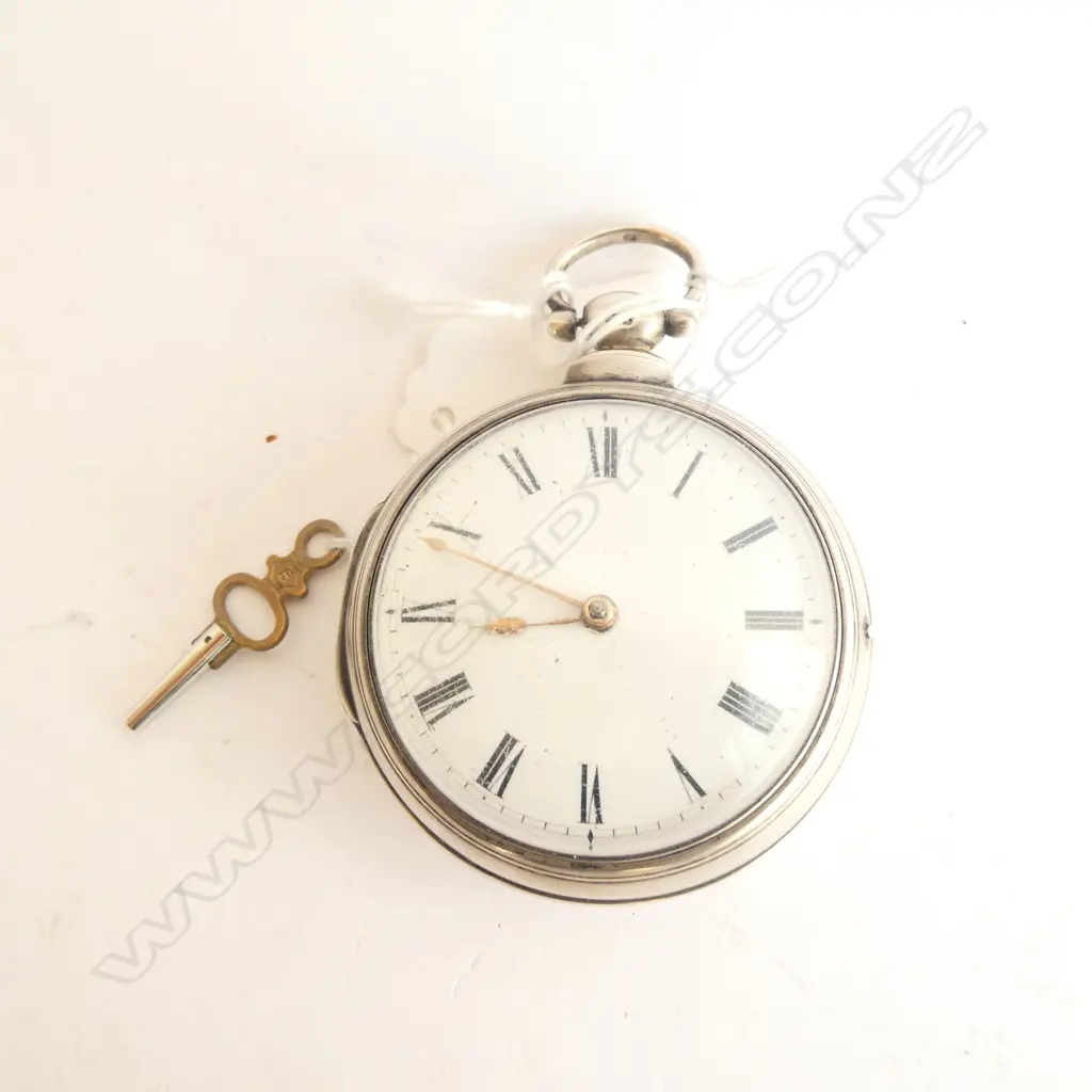STG SILVER CASED POCKET WATCH & KEY, LONDON 1832, NOT WORKING Image 1++