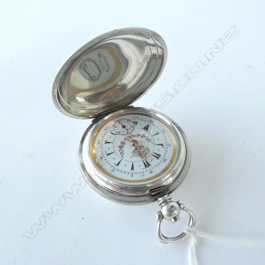 Pocket Watch, Russian?, enamelled painted dial and case, Silver Image 1++
