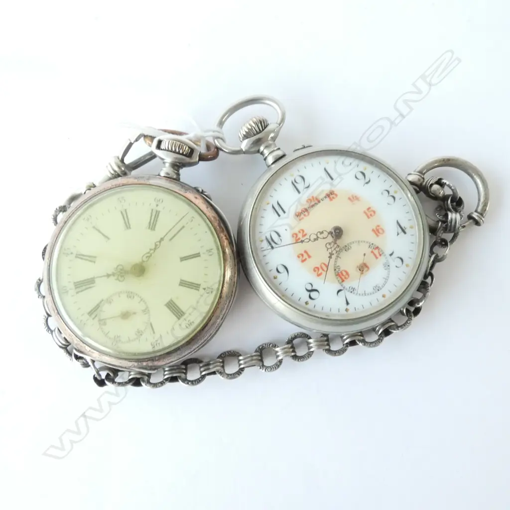 800 SILVER POCKETWATCH WITH CHAIN + OTHER 'KAISERSTUNDE' Image 1++
