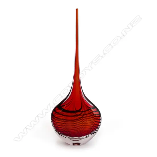TALL NARROW SIGNED ART GLASS VASE / SCULPTURE