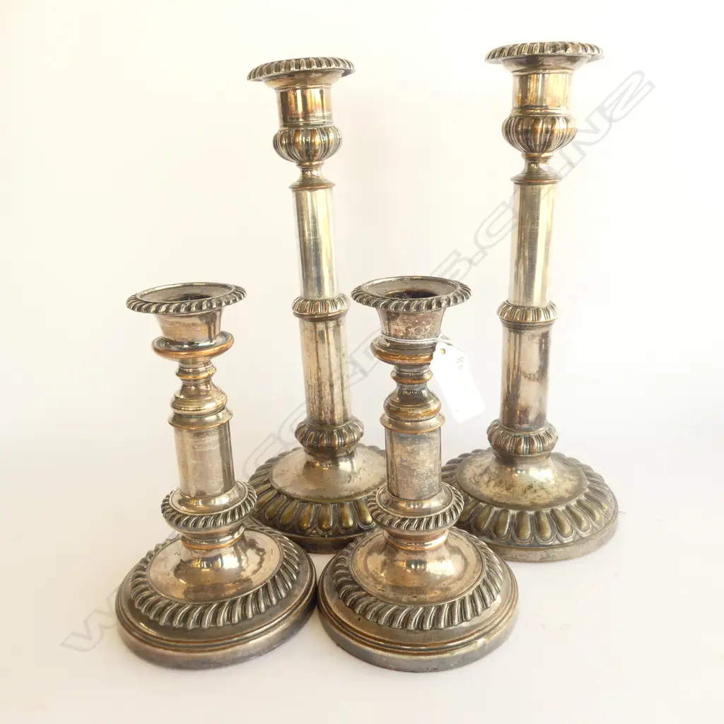 2 PR OF SILVER PLATE TELESCOPIC CANDLESTICKS  Image 1++