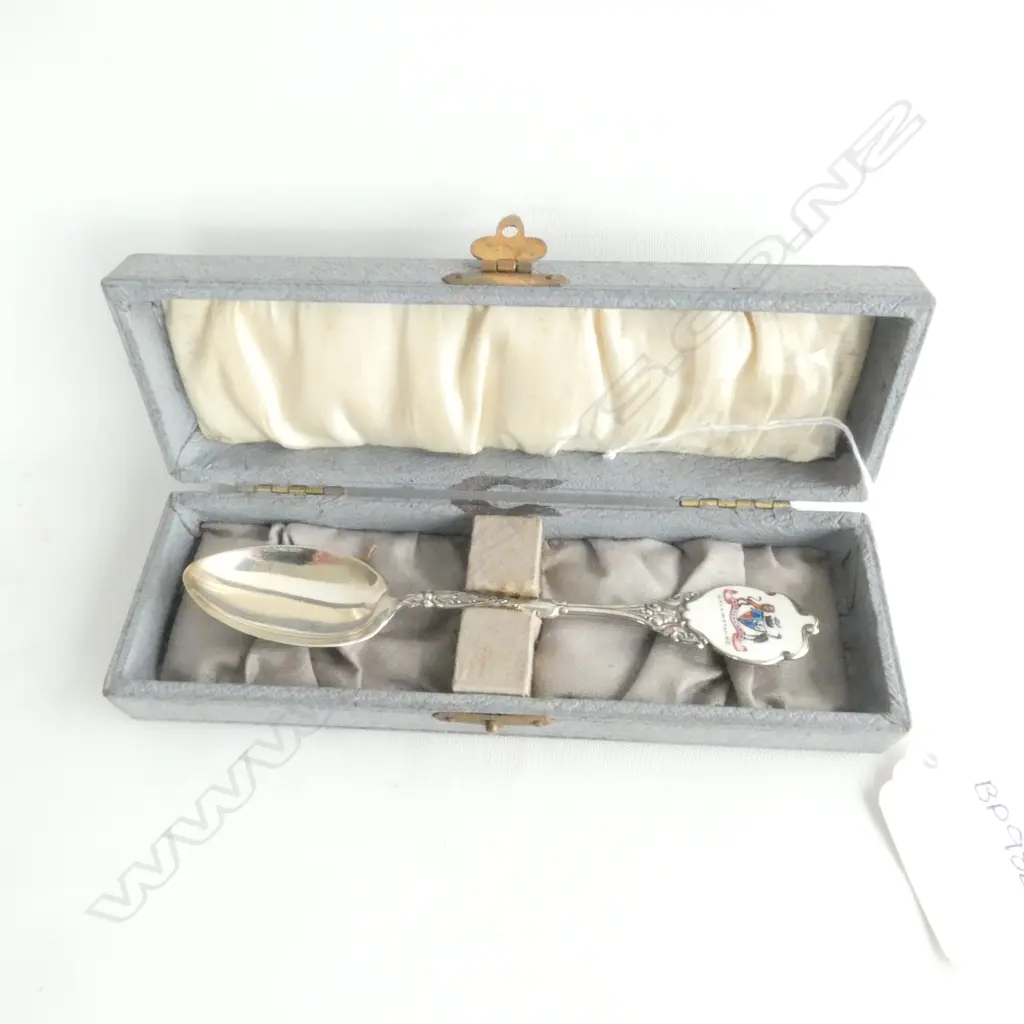 CASED STG SILVER SOUVINEER SPOON, WELLINGTON NZ, BIRMINGHAM 1923, 14GM Image 1++