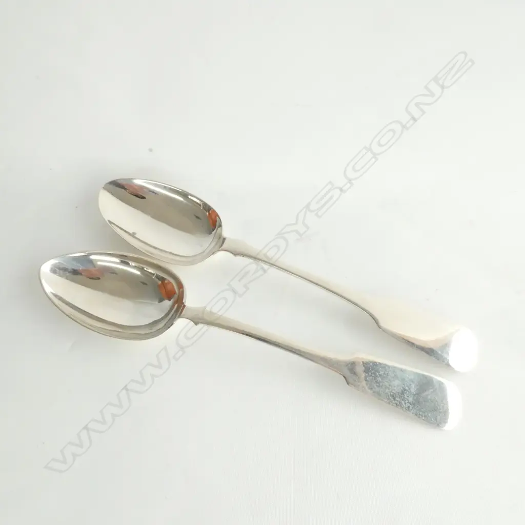 2 RUSSIAN STG SILVER TABLESPOONS, 84 ZOLOTNIK ASSAY MARKS, 108GM Image 1++
