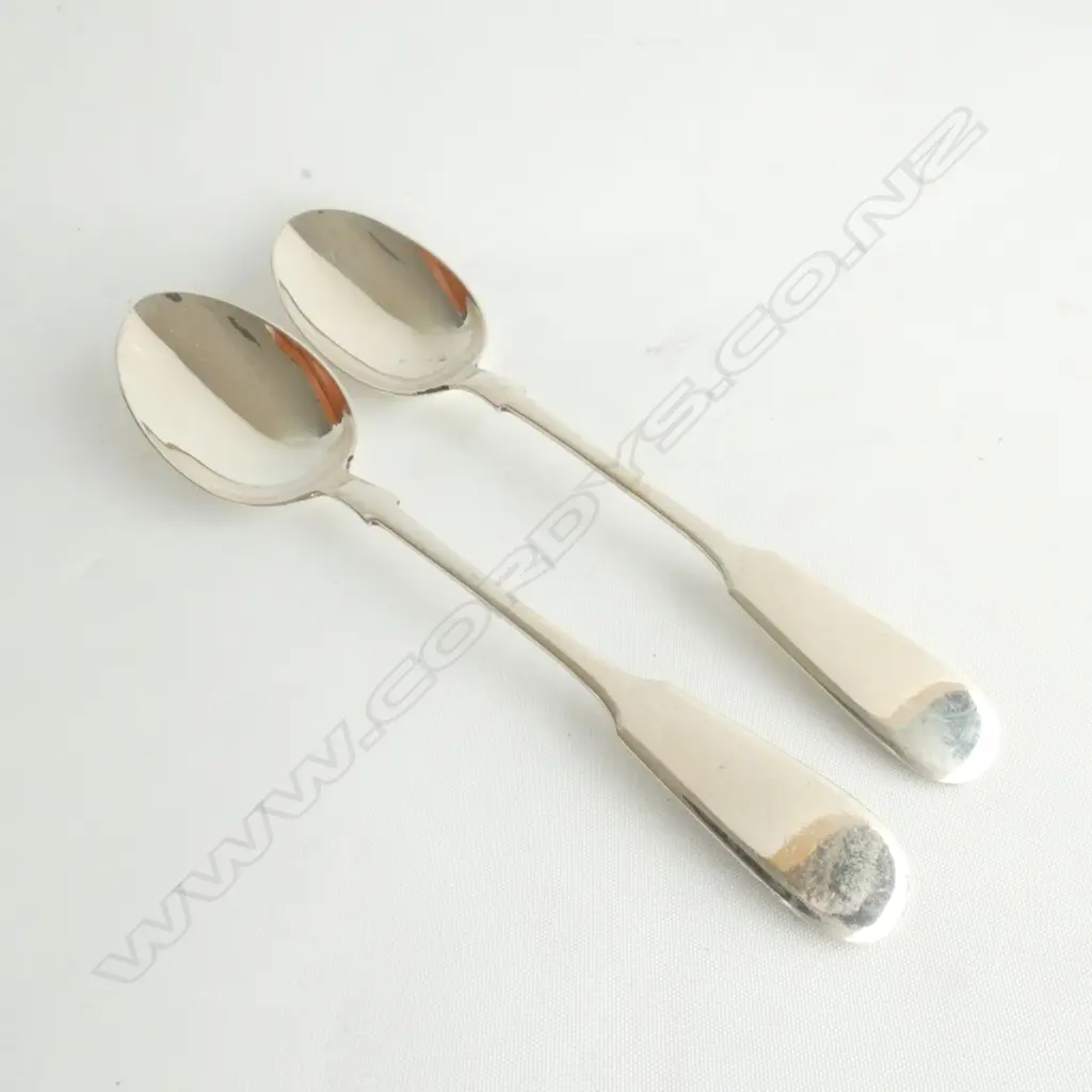 2 RUSSIAN STG SILVER DESSERTSPOONS, 84 ZOLOTNIK, 115GM Image 1++