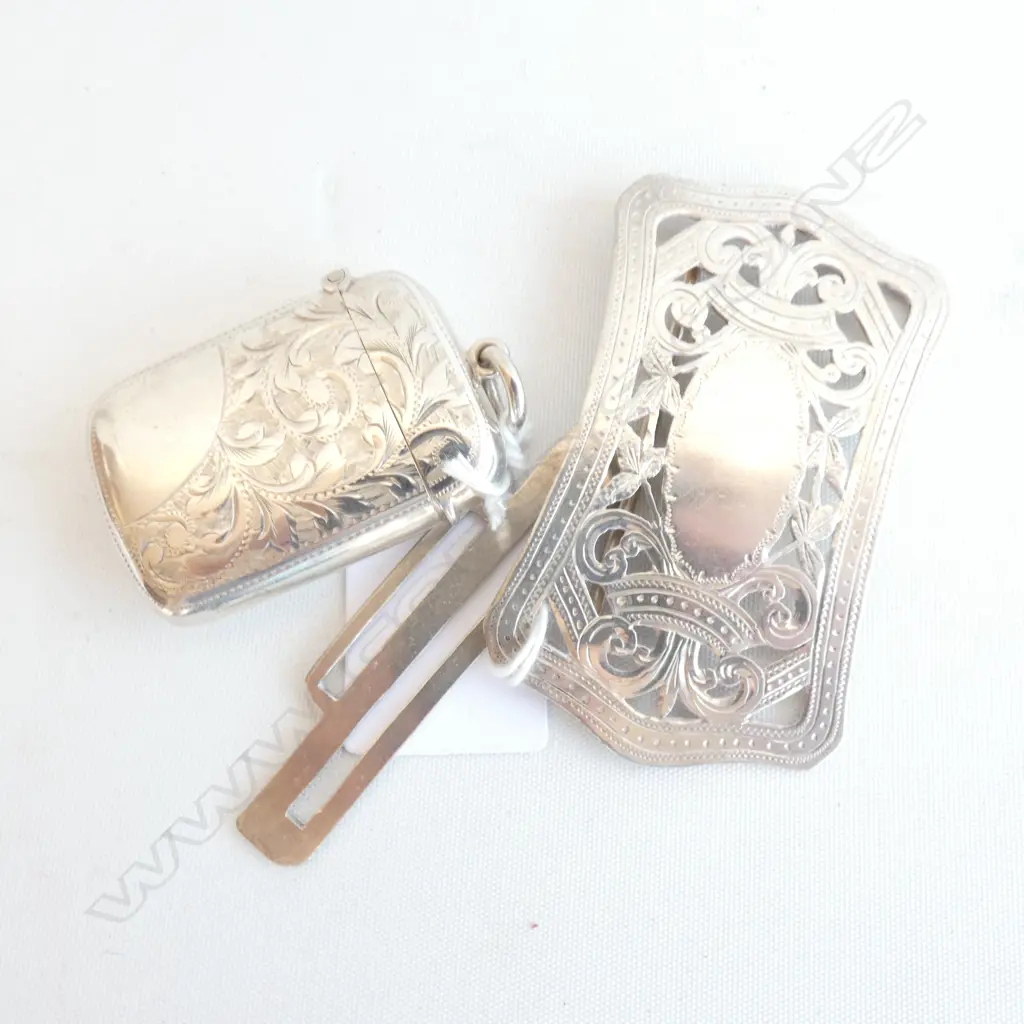 STG SILVER VESTA B'HAM 1899 + SILVER BELT BUCKLE 52 GRAMS  Image 1++