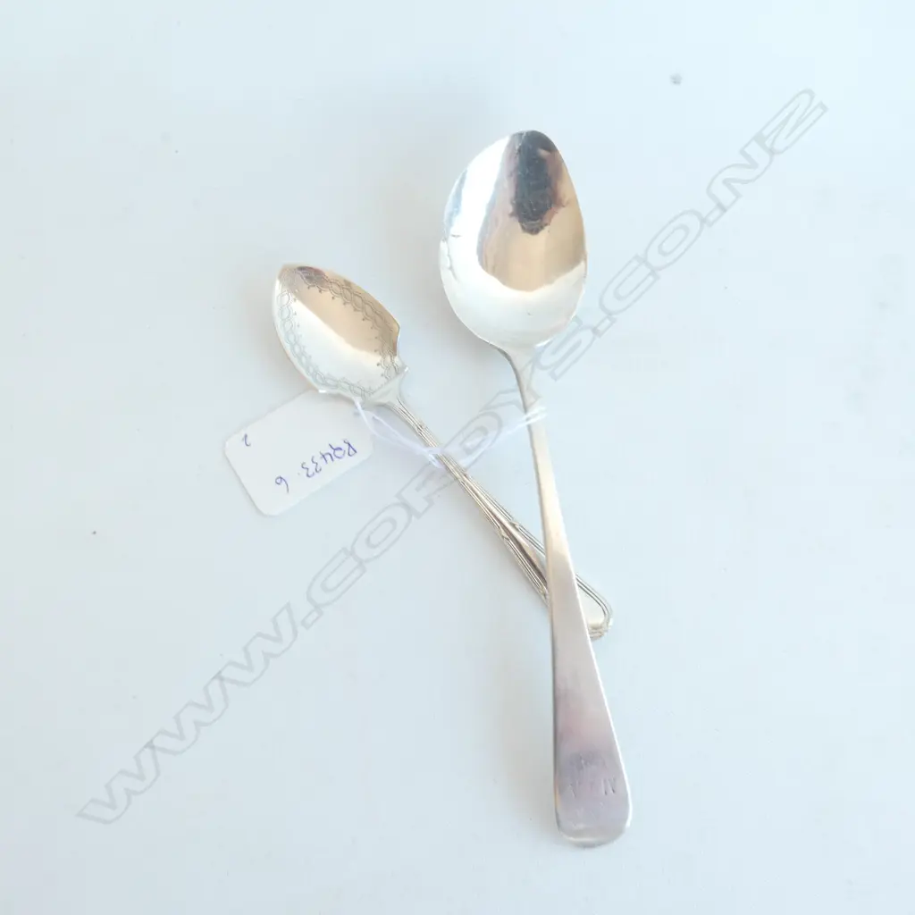 GEORGIAN SILVER SPOON (FAULTED( & SILVER PLATED JAM SPOON Image 1++