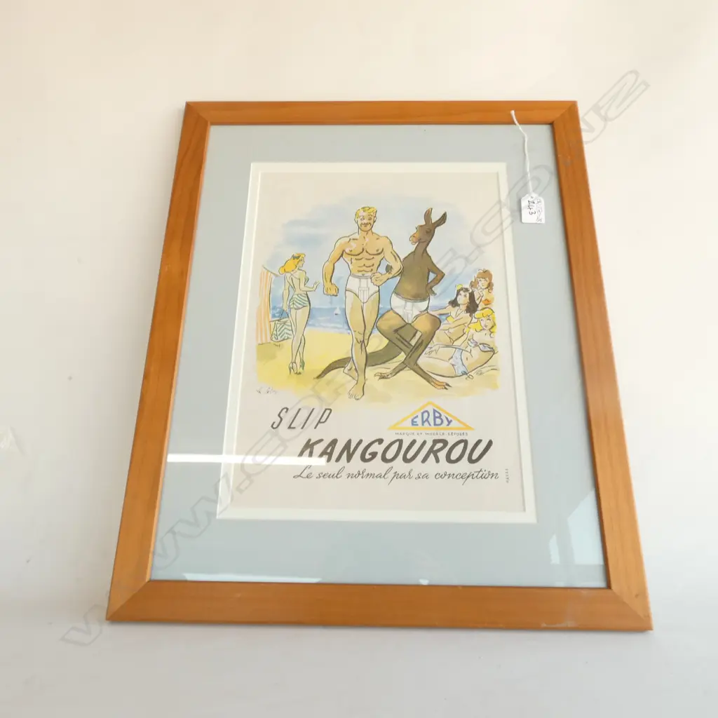 VINTAGE 'KANGOUROU' ADVERTISING POSTER FRAMED Image 1++