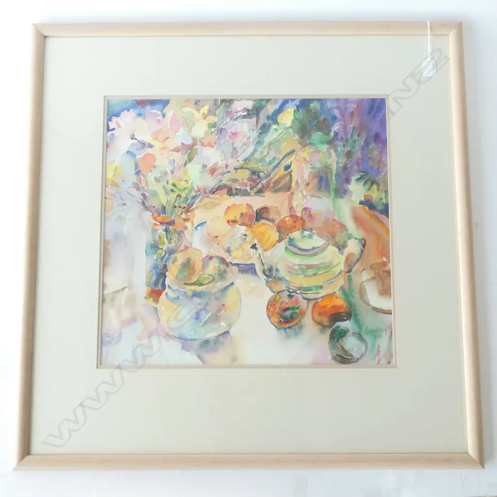 LOVEDAY KINGSFORD, 'THE GREEN TEAPOT', WATERCOLOUR ON BOARD, SIGNED, 540 X 510MM Image 1++
