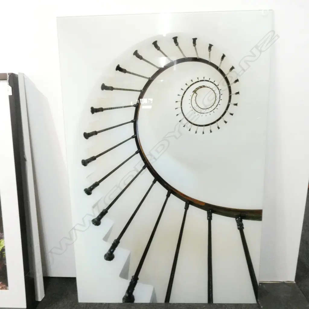 WHITE STAIRCASE PRINT ON GLASS 1200 X 800MM Image 1++