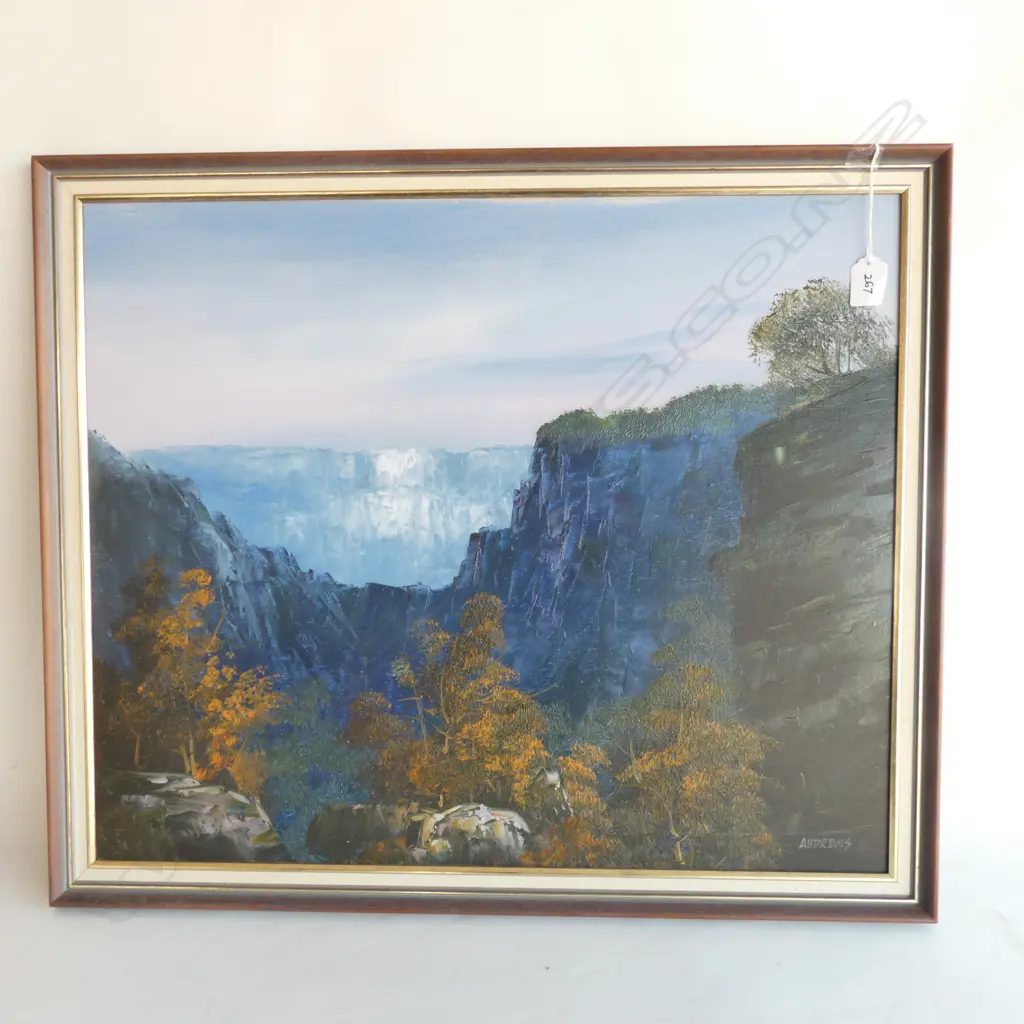 FRAMED OIL ON BOARD LANDSCAPE - SIGNED 'ANDREWS' 615 X 500MM Image 1++