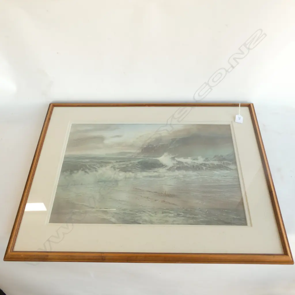 SIGNED W/C COASTAL CRASHING WAVE Image 1++
