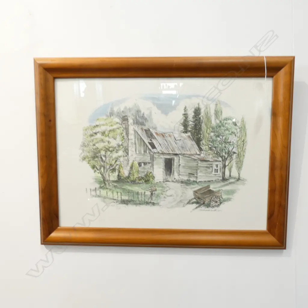 PETER ARNOLD 'SHEARERS HUT FRAMED LITHOGRAM. 440 X 310MM Image 1++