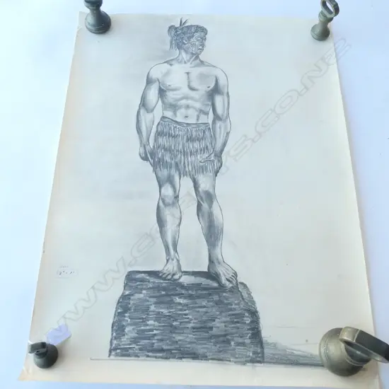 5 SKETCHES OF MAORI MALES AND LOCATION 