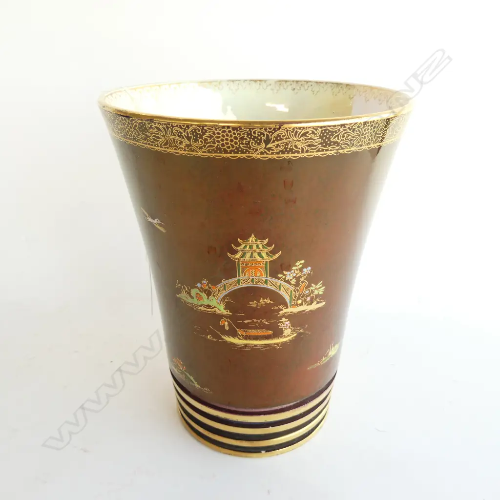 CARLTON WARE ROUGE ROYALE VASE, ORIENTAL DESIGN, H. 185MM Image 1++