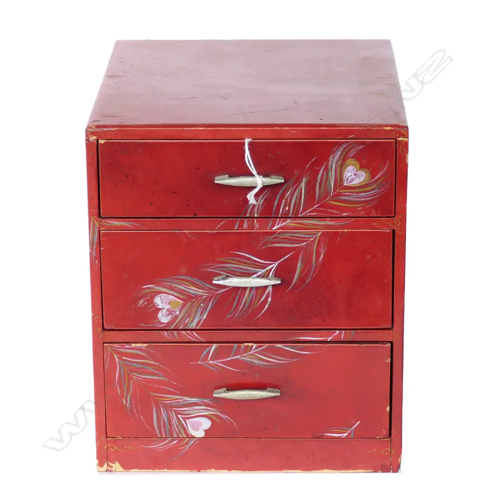 VINTAGE JAPANESE 3 DRAWER SEWING/JEWELLERY BOX 180x210X210mm Image 1++