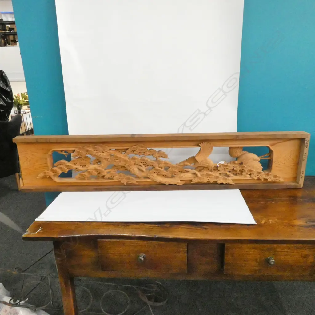 OLD JAPANESE CARVED & PIERCED LONG PANEL. ROOM VENTILATION Image 1++