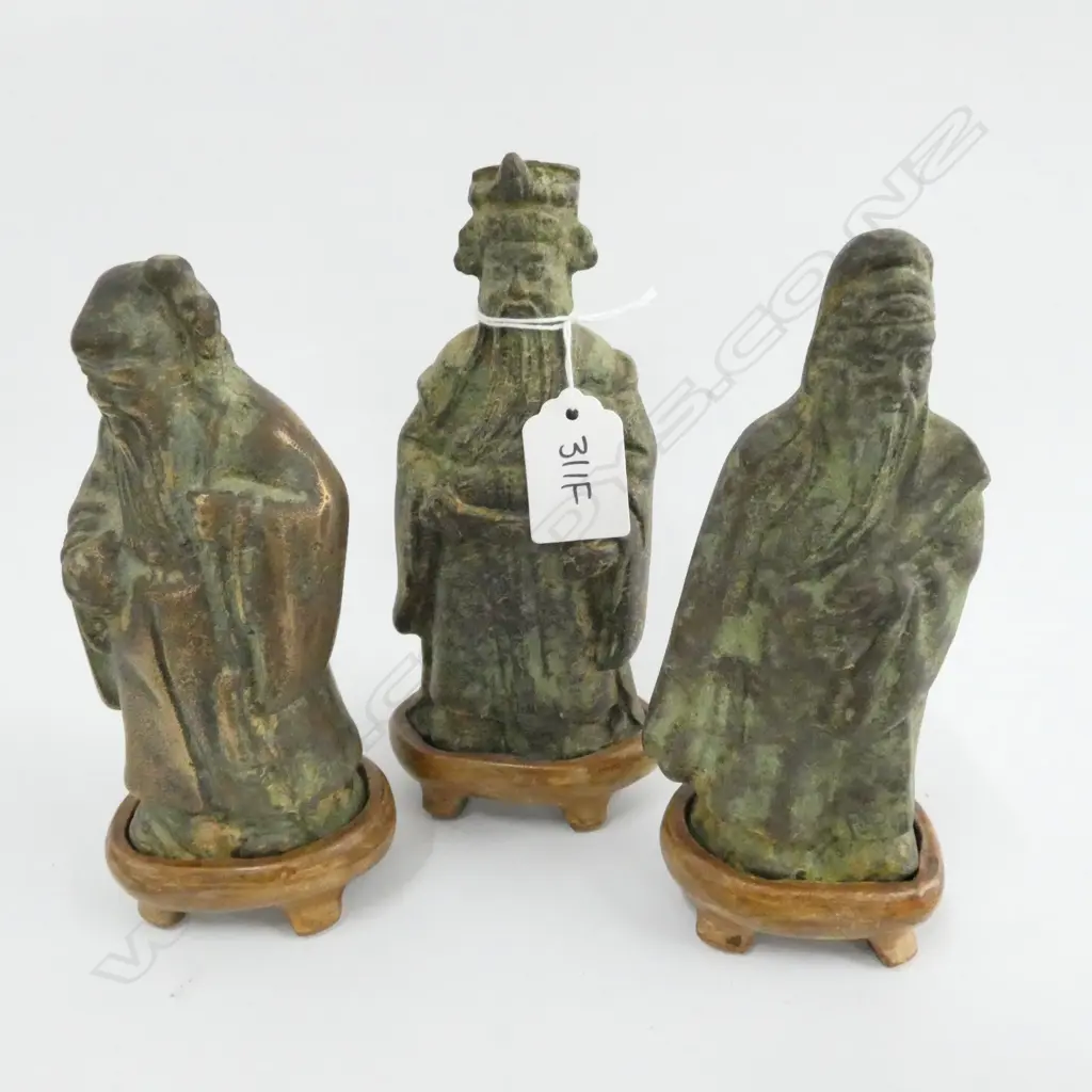3 CHINESE CAST METAL FIGURES OF WISEMEN H. 170MM Image 1++