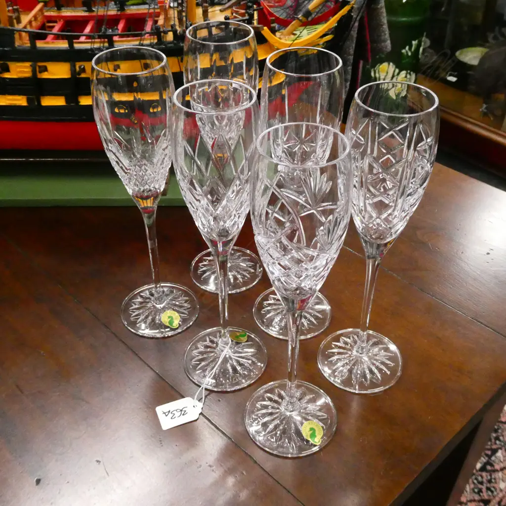 MIXED SET OF 6 WATERFORD CHAMPAGNE GLASSES Image 1++
