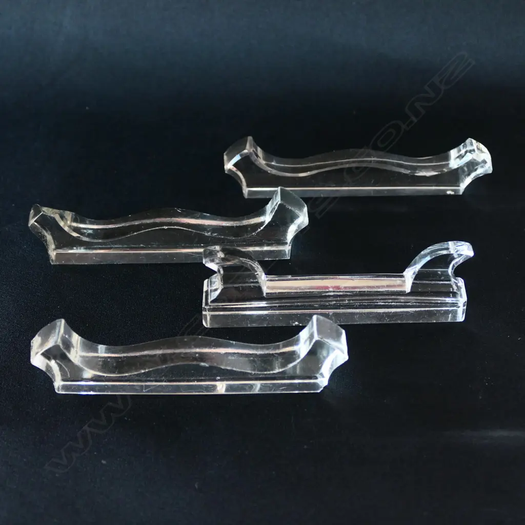 FOUR VAL ST. LAMBERT BELGIUM CRYSTAL KNIFE RESTS (Minor chipping) Image 1++