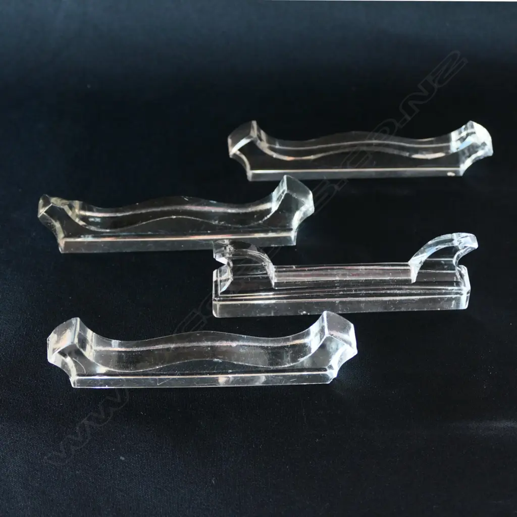 FOUR VAL ST. LAMBERT BELGIUM CRYSTAL KNIFE RESTS (Minor chipping) Image 1++