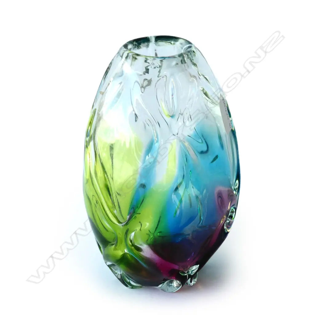 MULTI COLOURED RAINBOW HEAVY ART GLASS VASE H. 260MM Image 1++