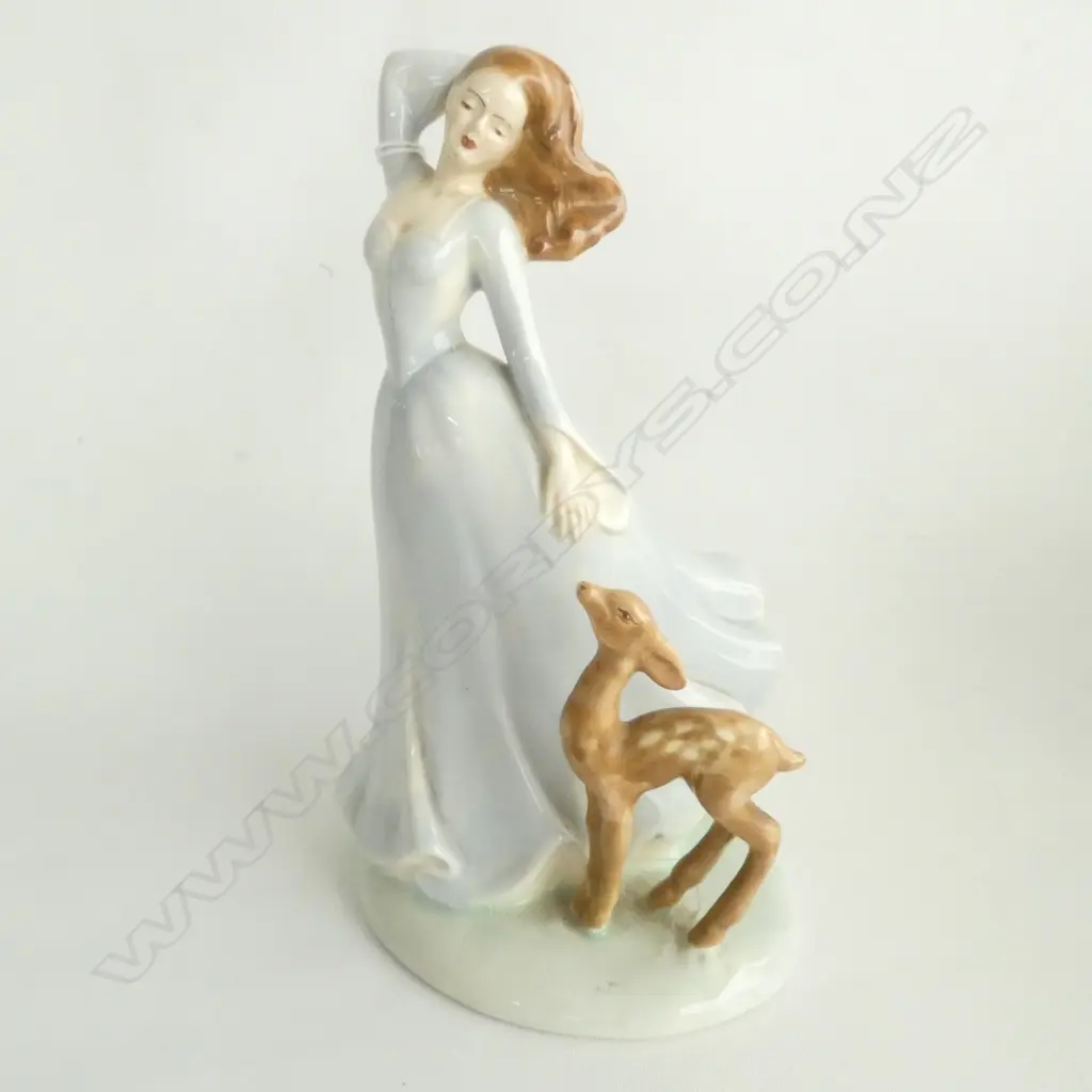 MIDWINTER BURSLEM PORCELAIN FIGURE - LADY AND FAWN H. 195MM Image 1++