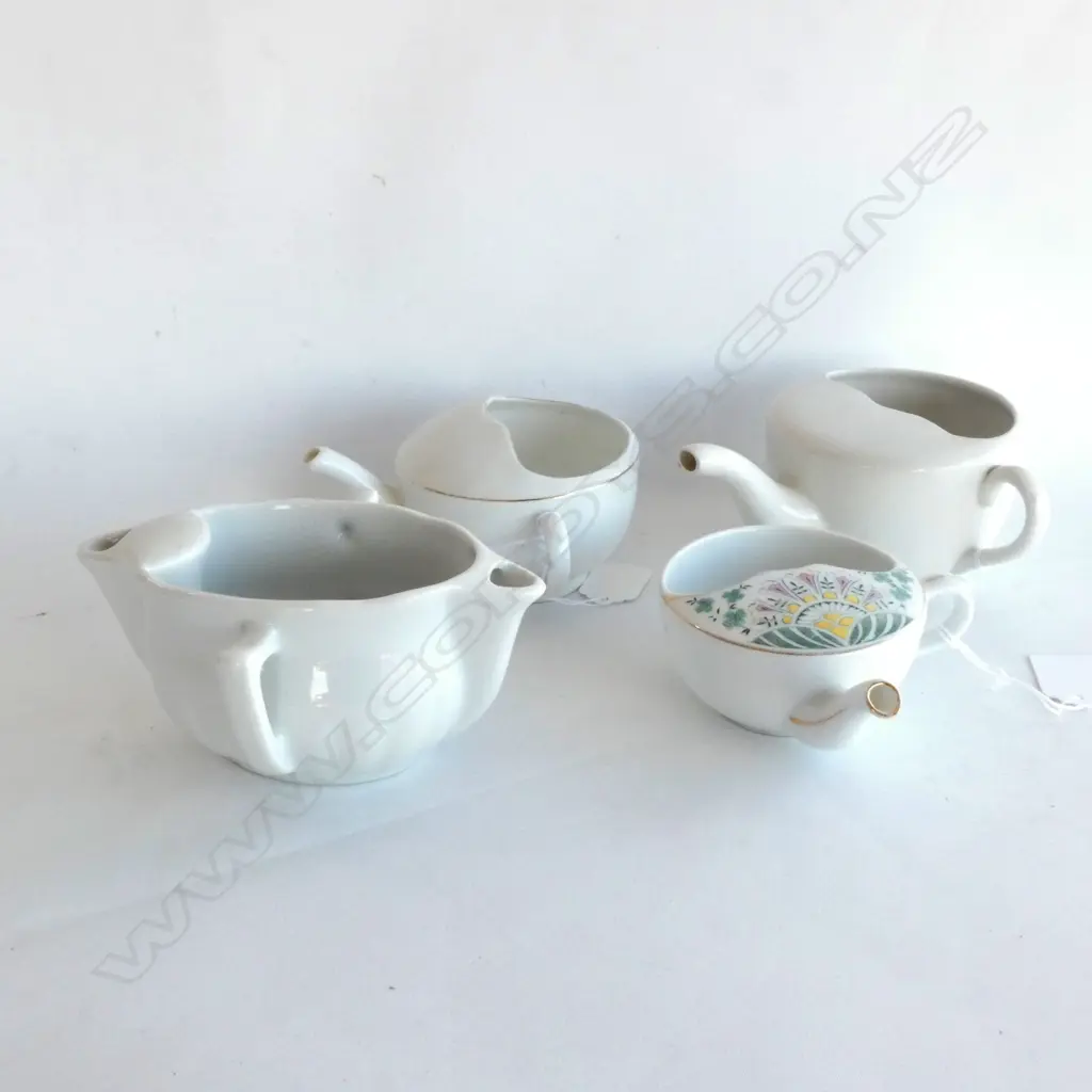 FOUR ANTIQUE FEEDING CUPS INCL. 1 FRENCH, 1 CZECH. LARGEST 155MM Image 1++