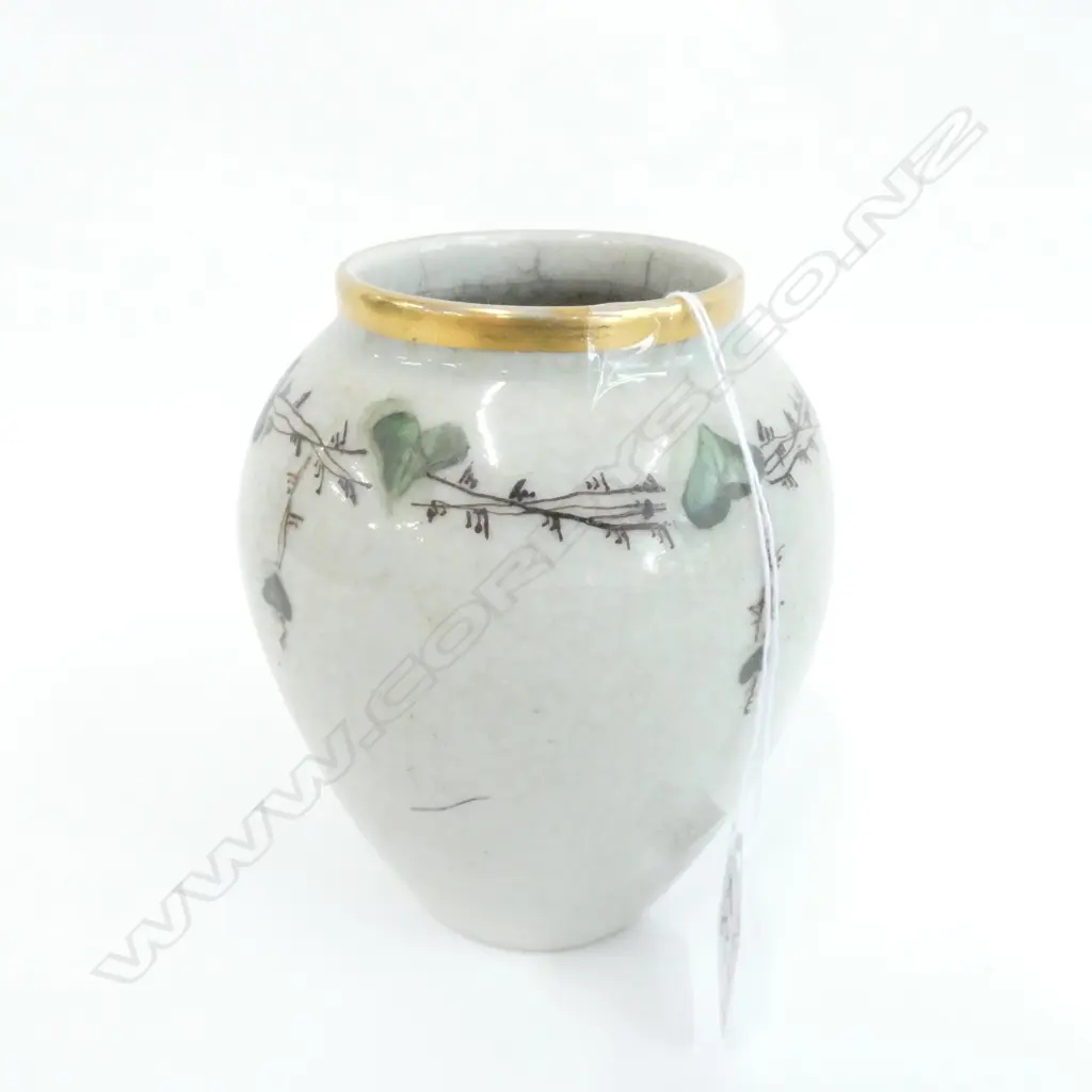 LYNGBY DENMARK CRACKLE GLAZED PORCELAIN VASE H.125mm Image 1++
