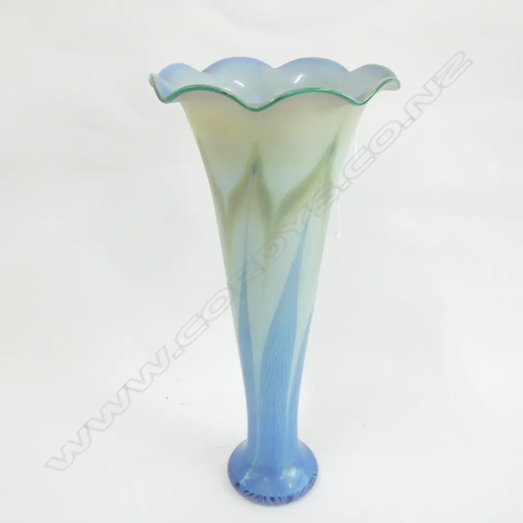 TIFFANY FAVRIL STYLE GLASS VASE SIGNED VAN DER MARK 1979 H. 360MM Image 1++