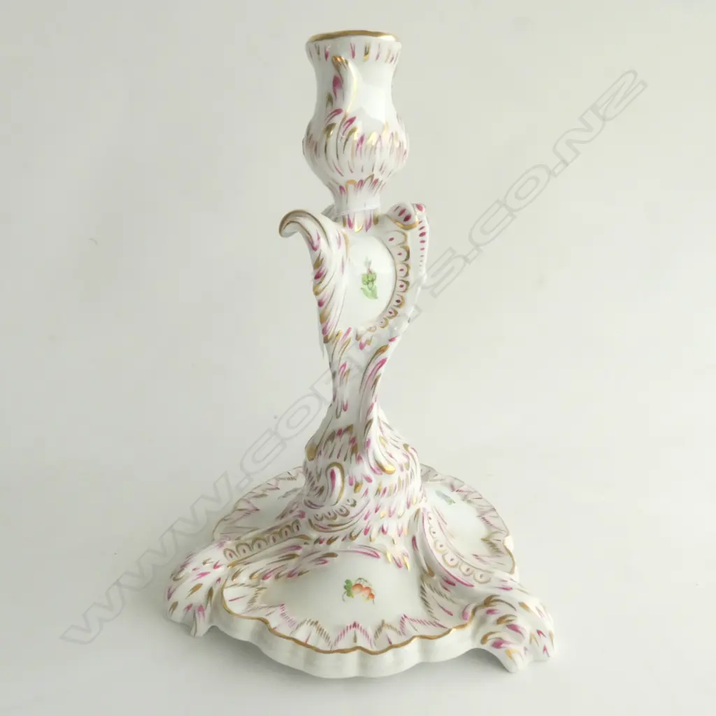 HEREND HAND PAINTED PORCERLAIN CANDLESTICK, H. 260MM Image 1++