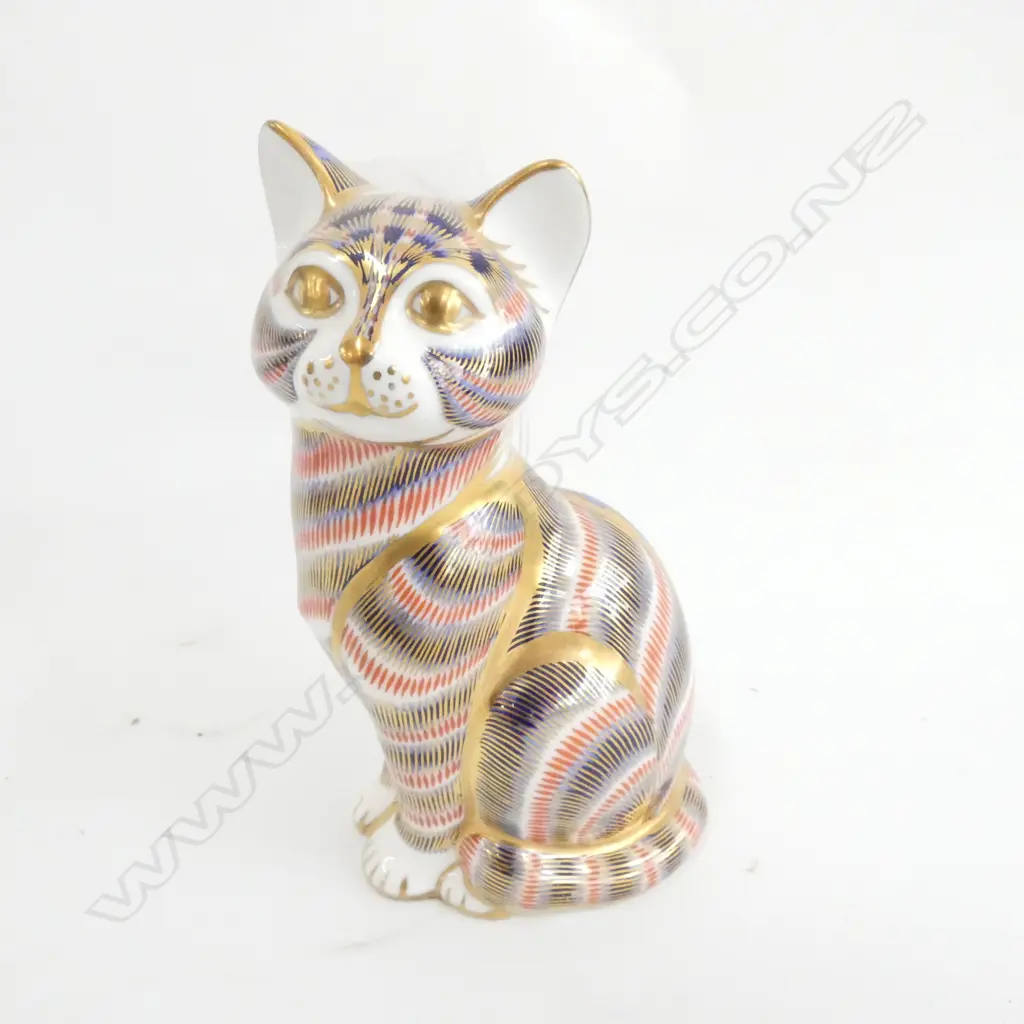 ROYAL CROWN DERBY SEATED CAT PAPERWEIGHT H 130 MM C 1970/80 Image 1++