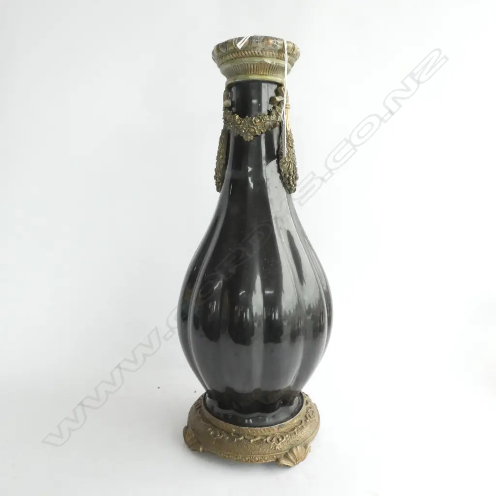 BRASS MOUNTED GLASS VASE H 390 MM Image 1++