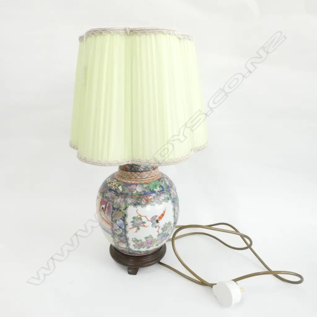 FAMILLE ROSE GINGER JAR LAMP H. 460MM WORKING Image 1++