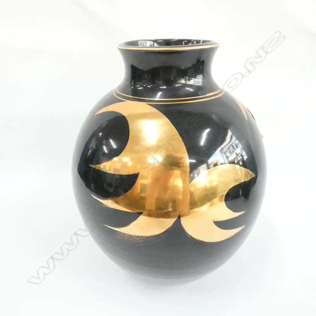 MILES VAN DER SLUIS POTTERY LG BLUE & GOLD VASE. H. 320MM.  Image 1++