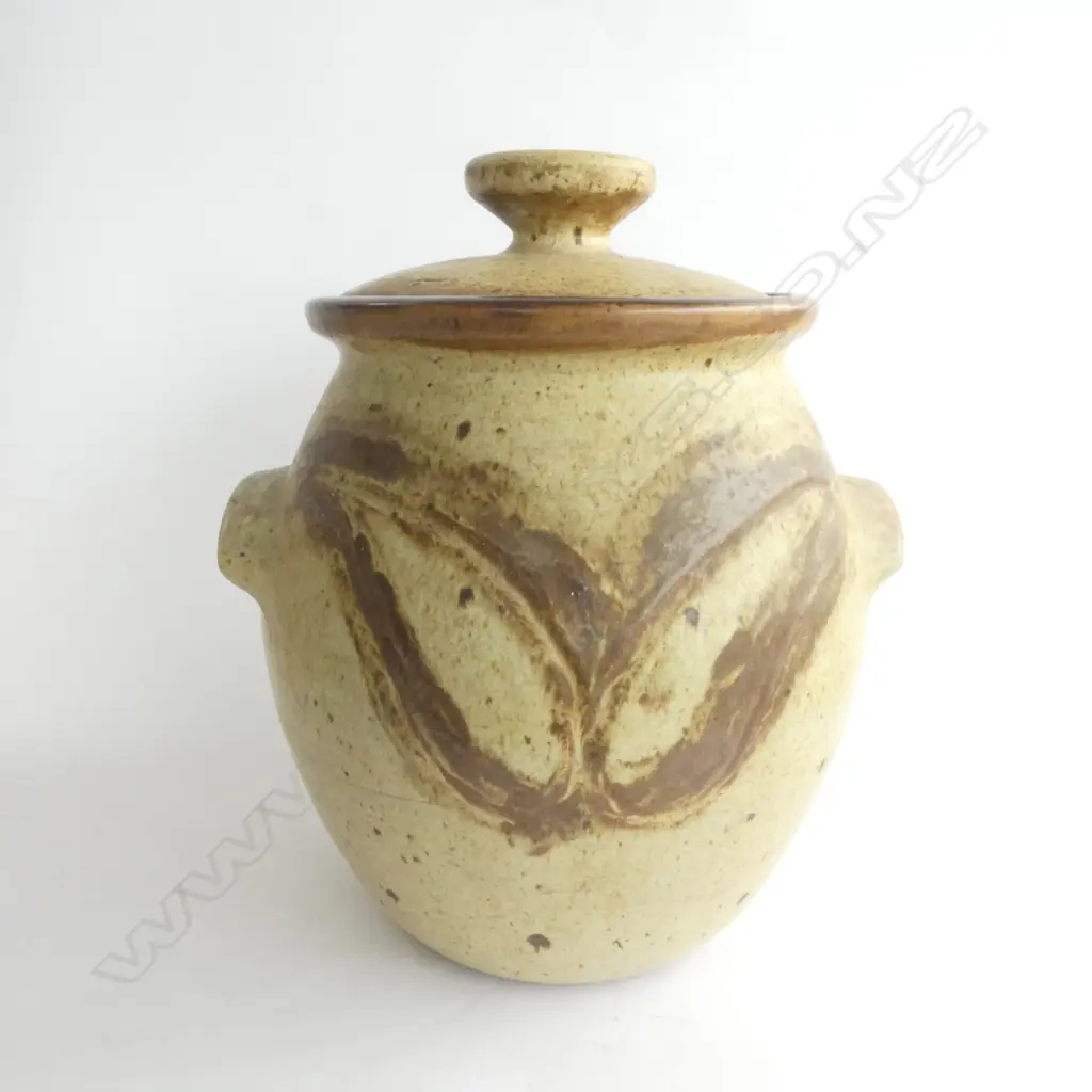 STUDIO POTTERY LIDDED CROCK H. 340MM Image 1++