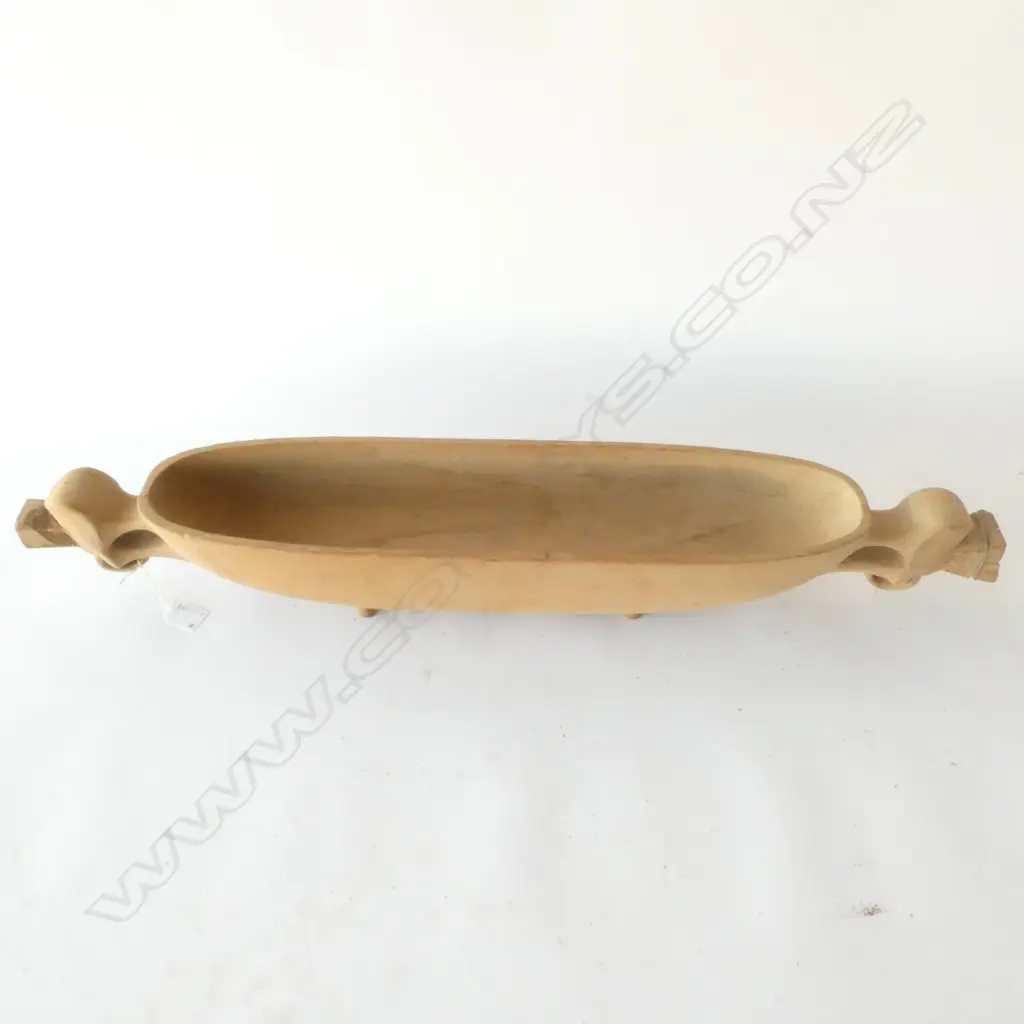 UNFINISHED BRYAN MCCURRACH CARVED WOODEN MAORI WAKA HUIA L. 810MM Image 1++